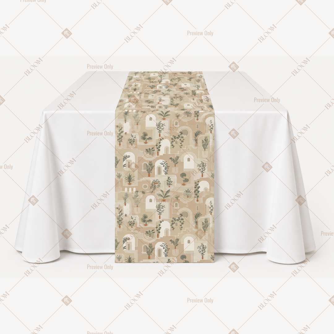 Beige Ornamental Damask Table Runner Pack Of 12