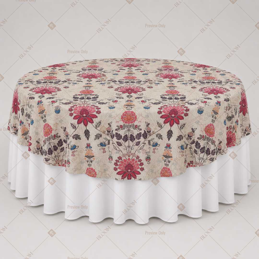 Vintage Pink Floral Garden Table Overlay Pack of 6