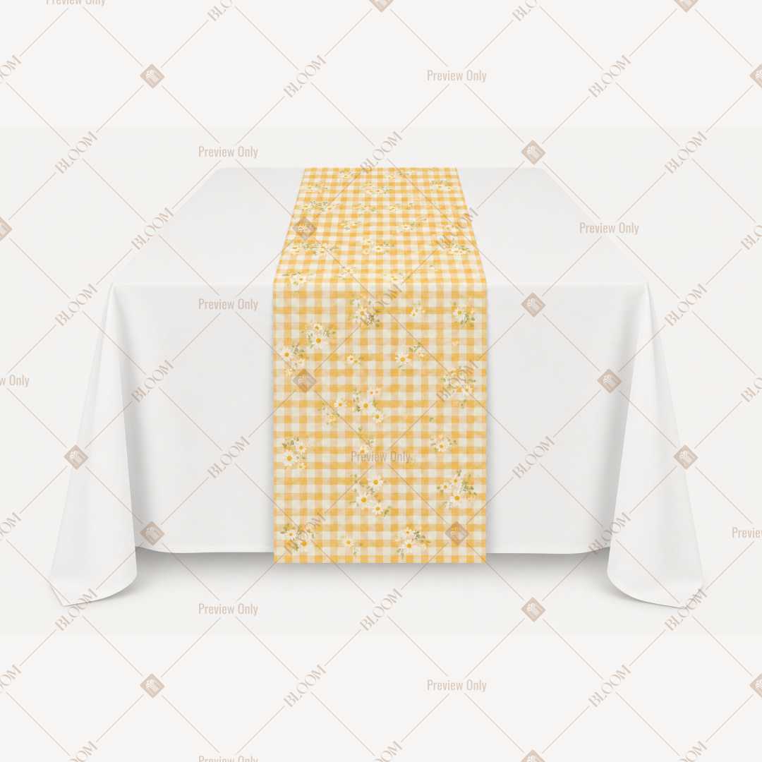 Yellow Gingham Check Table Runner Pack Of 12