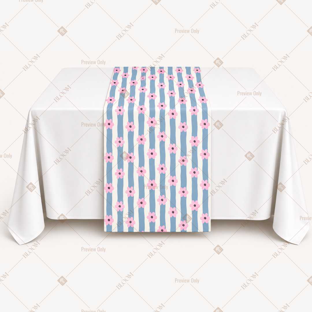 Blue Ticking Stripe Table Runner Pack Of 12