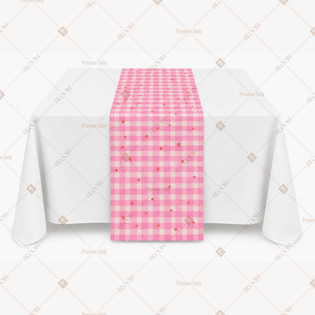 Pink Gingham Check Table Runner Pack Of 12