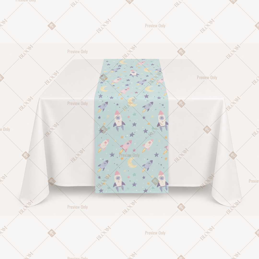 Aqua Floral Sprig Table Runner Pack Of 12