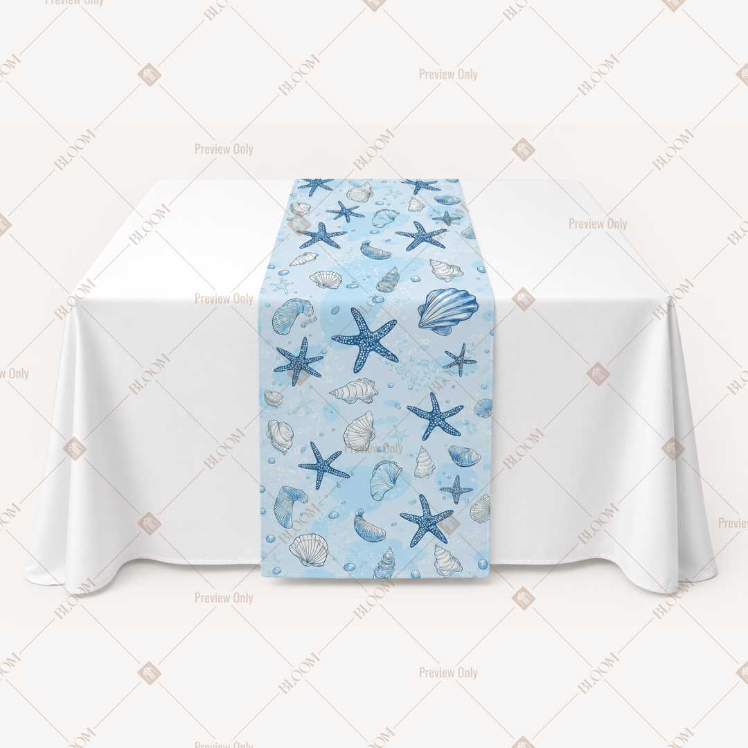 Blue Floral Garden Table Runner Pack Of 12
