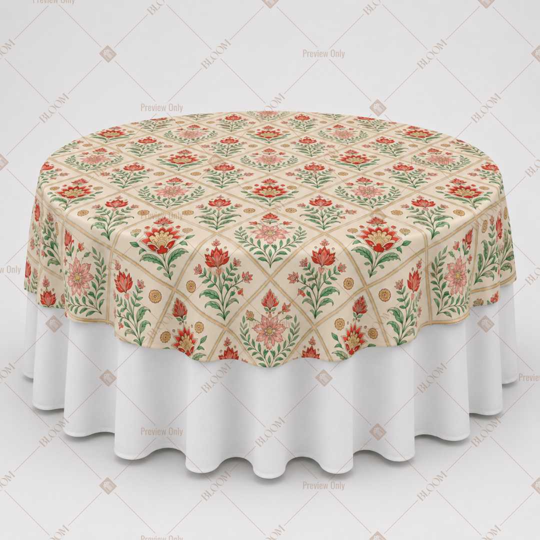 Coral Floral Vine Block Print Table Overlay Pack of 6