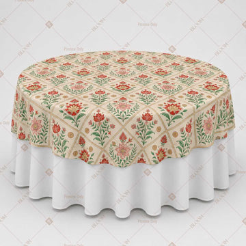 Coral Floral Vine Block Print Table Overlay Pack of 6