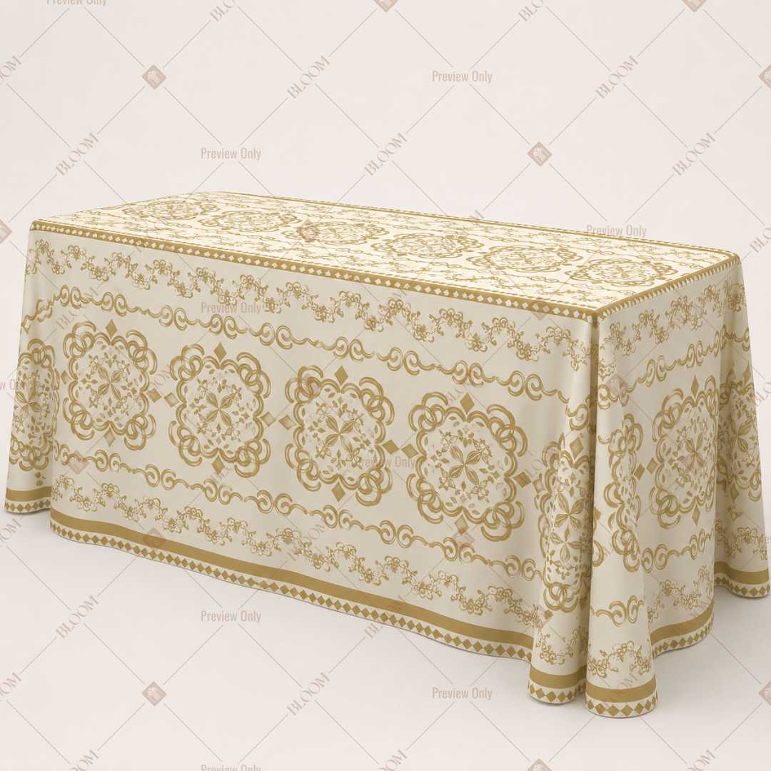 Ivory Gold Damask Table Cover Pack Of 6