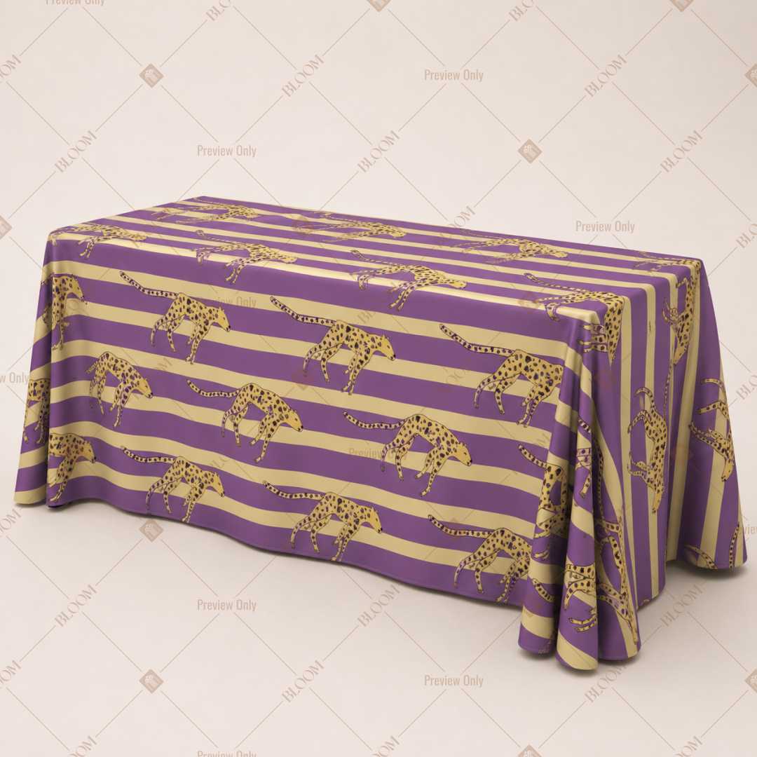 Purple Gold Wave Stripe Table Cover Pack Of 6