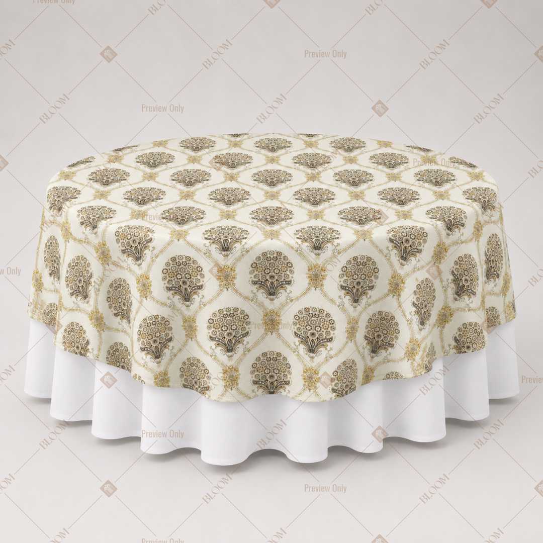 Beige Mughal Arch Pattern Table Overlay Pack of 6
