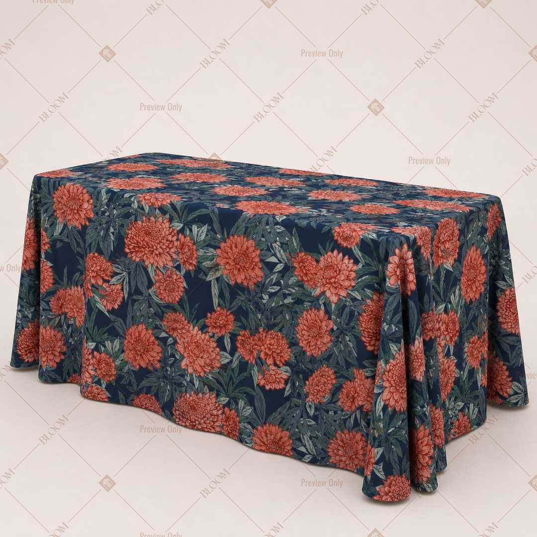 Navy Coral Floral Table Cover Pack Of 6