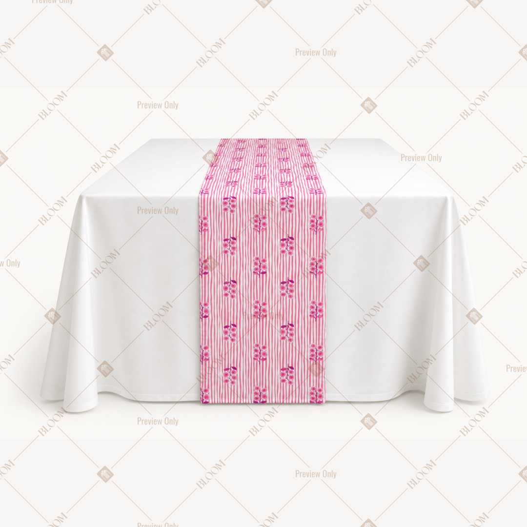 Pink Floral Stripe Table Runner Pack Of 12
