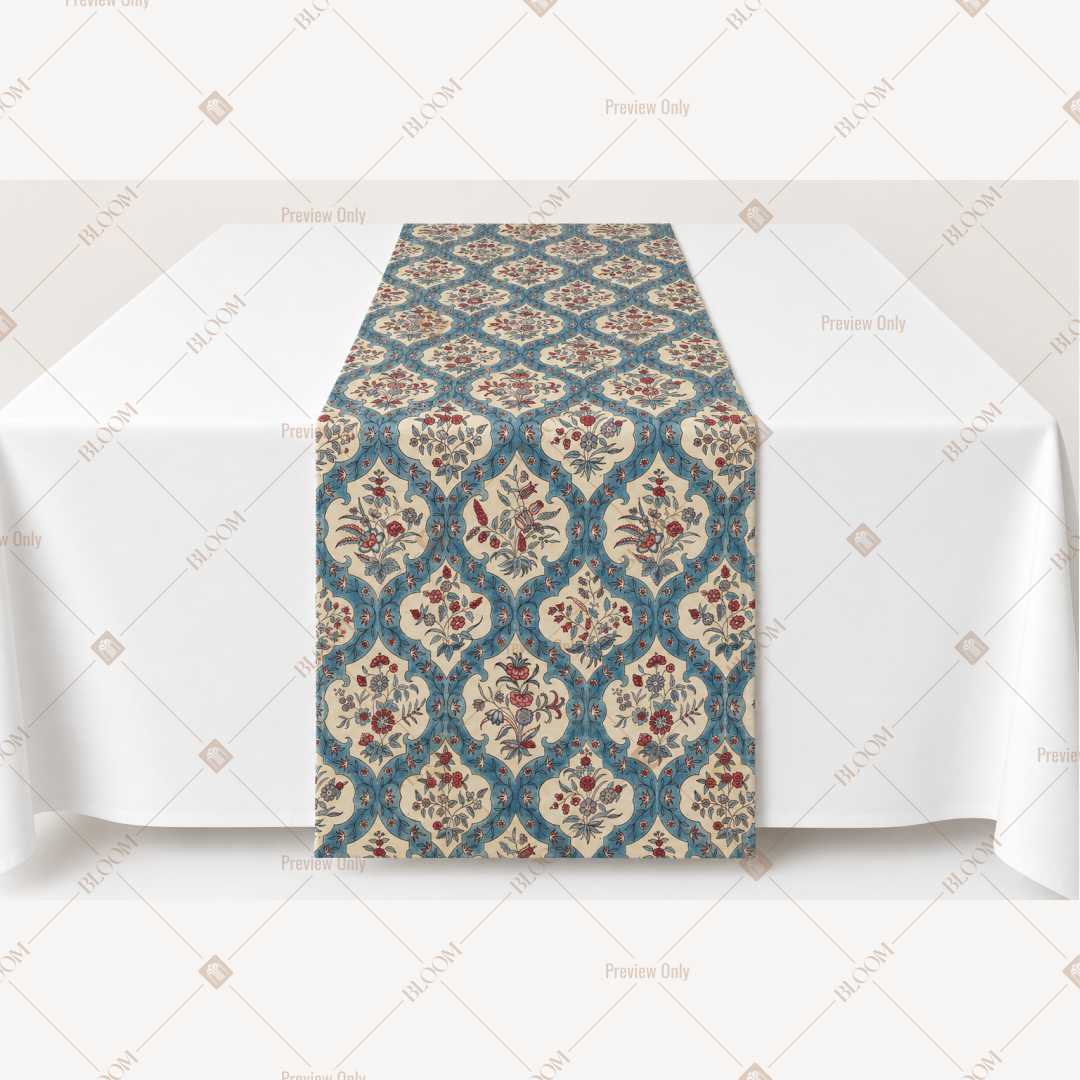 Blue Moroccan Trellis Table Runner Pack Of 12