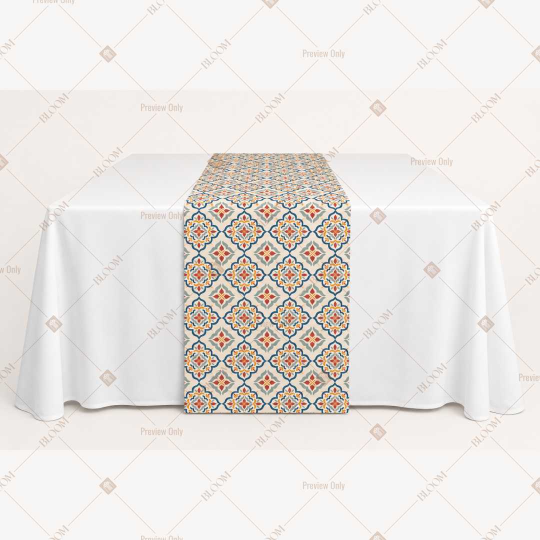 Blue Geometric Medallion Table Runner Pack Of 12
