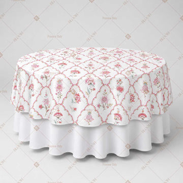 Pink Diamond Floral Block Print Table Overlay Pack of 6