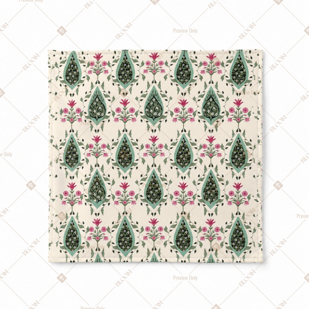 Handblock Floral Bird Motif Pattern Design