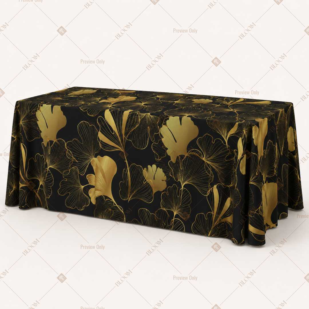 Black Gold Tropical Leaf Table Cover Pack Of 6