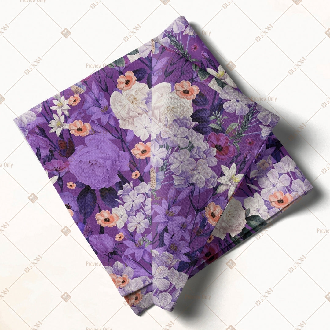 Purple Watercolor Floral Napkin Pack of 20