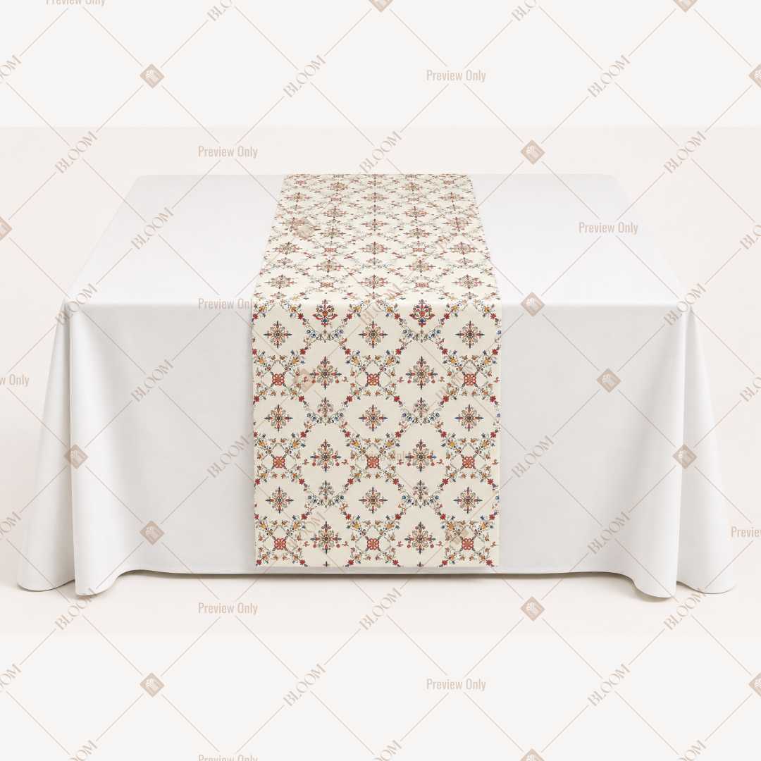 Ivory Floral Medallion Table Runner Pack Of 12