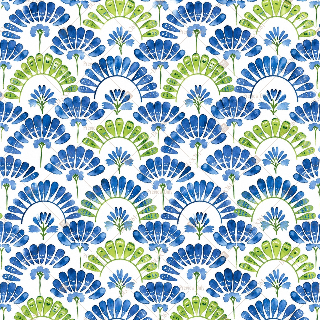 Art Deco Fan Floral Pattern Design