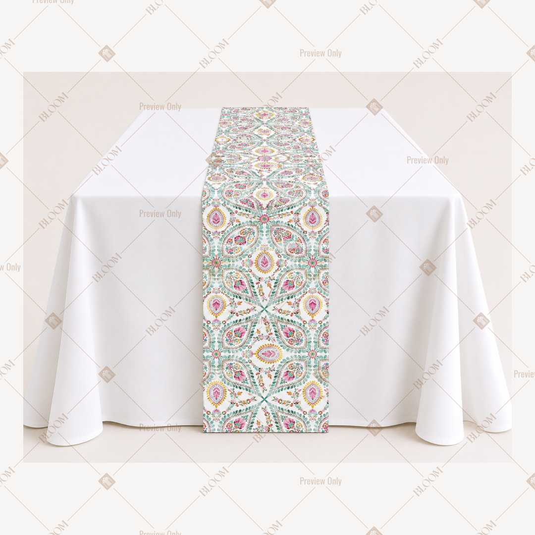 Aqua Floral Vine Table Runner Pack Of 12