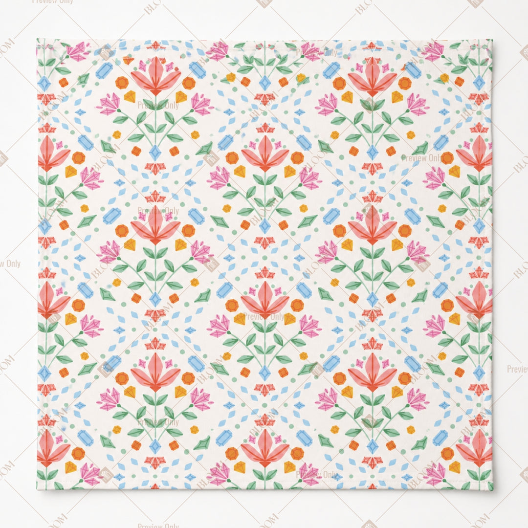 Colorful Folk Floral Pattern Design