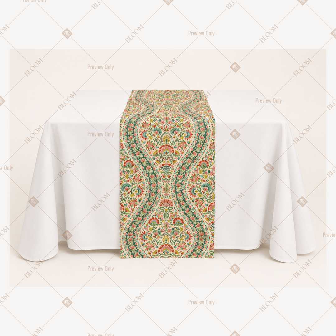 Sage Paisley Medallion Table Runner Pack Of 12