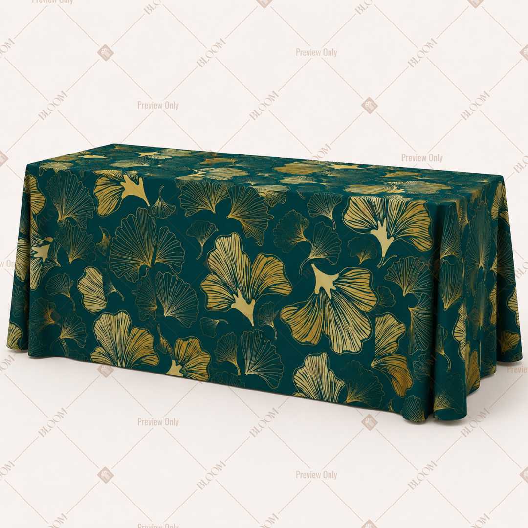 Teal Gold Tropical Floral Table Cover Pack Of 6