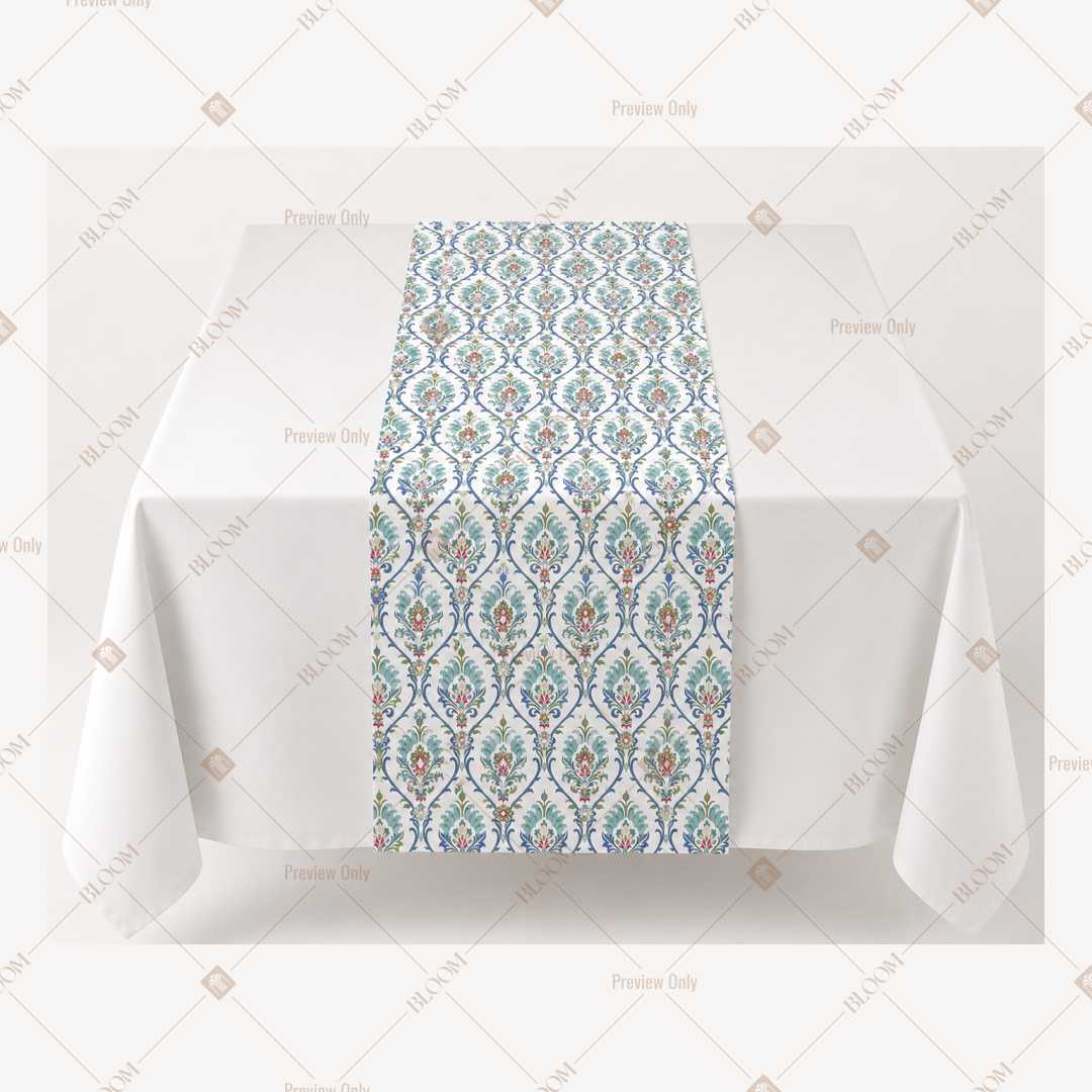 Aqua Floral Trellis Table Runner Pack Of 12