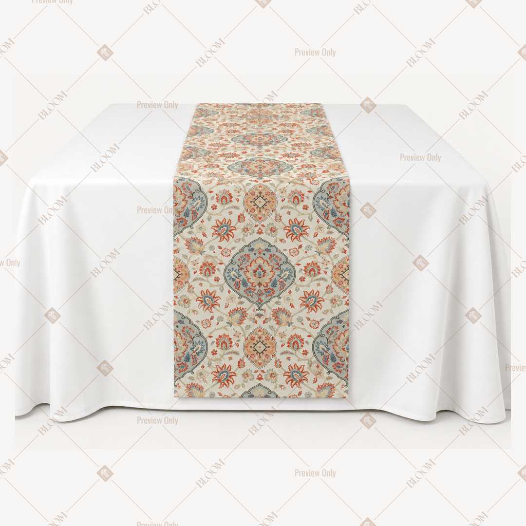Beige Floral Medallion Table Runner Pack Of 12