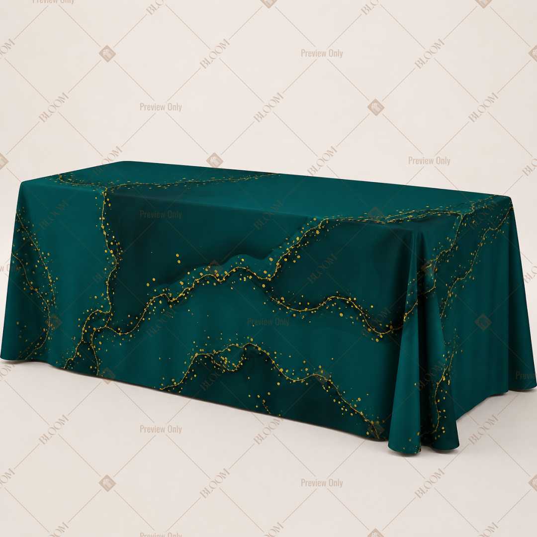 Teal Gold Chain Pattern Table Cover Pack Of 6