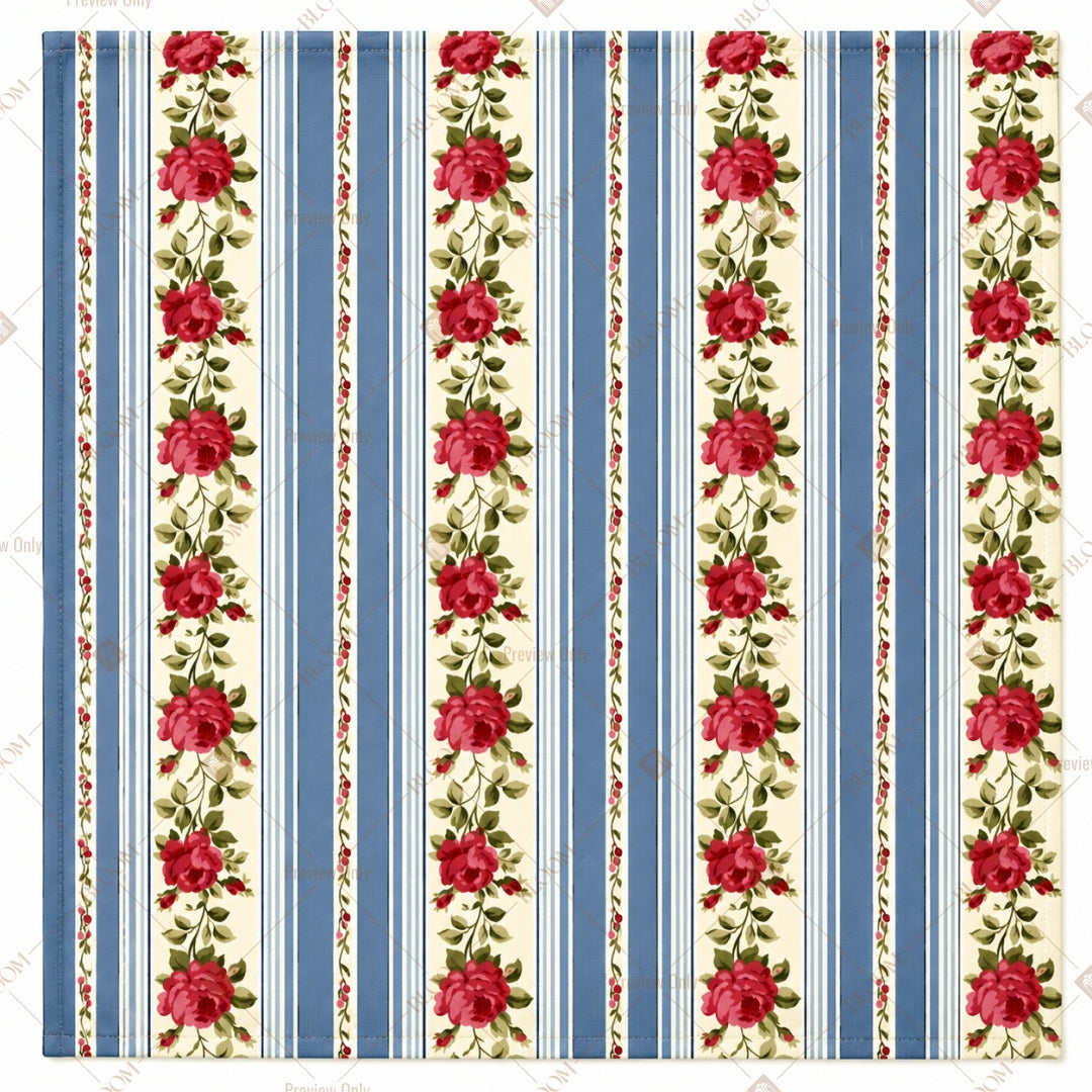 Blue Stripe Floral Pattern Design