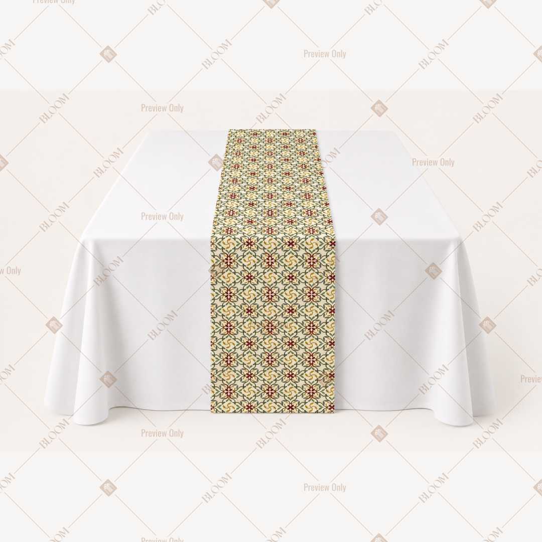 Olive Floral Medallion Table Runner Pack Of 12
