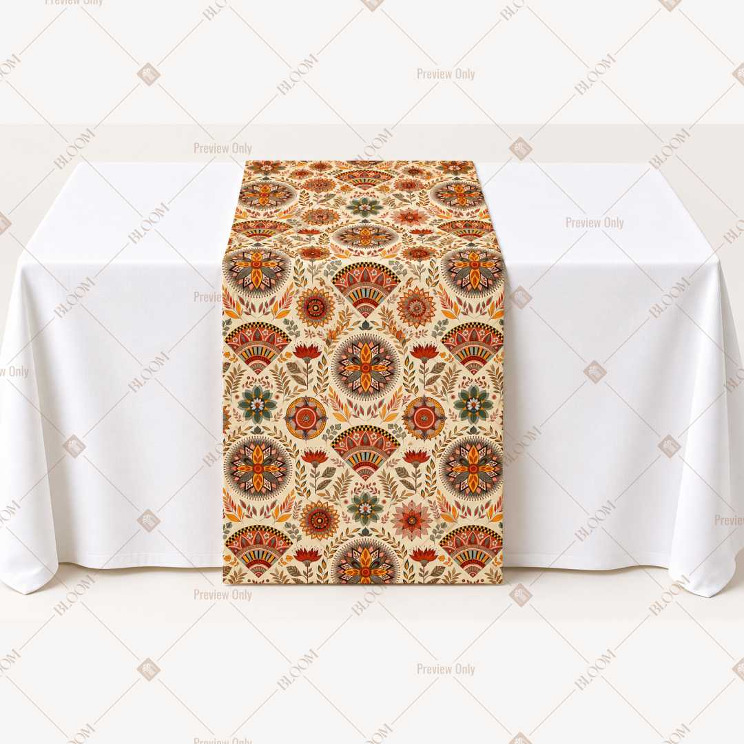 Terracotta Floral Medallion Table Runner Pack Of 12