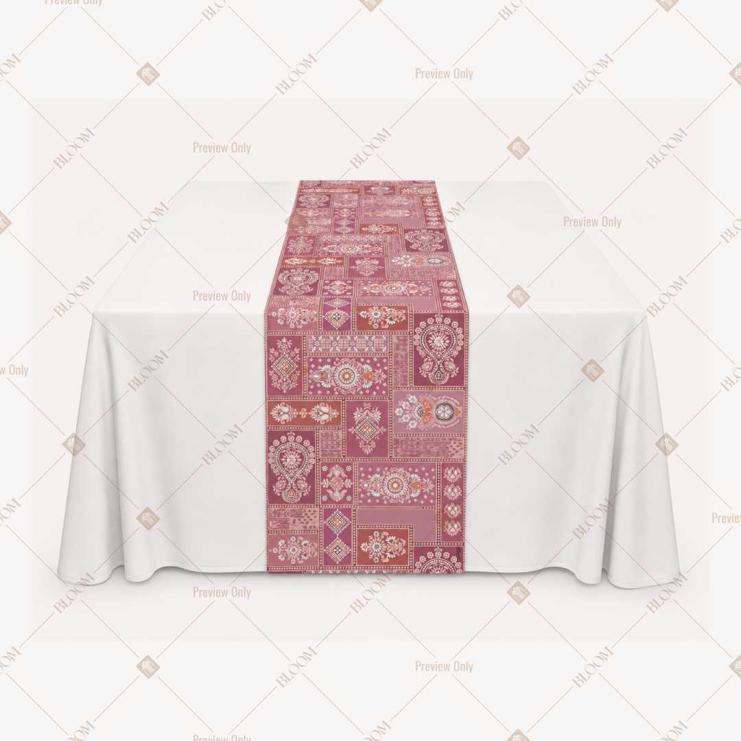 Pink Folk Floral Table Runner Pack Of 12