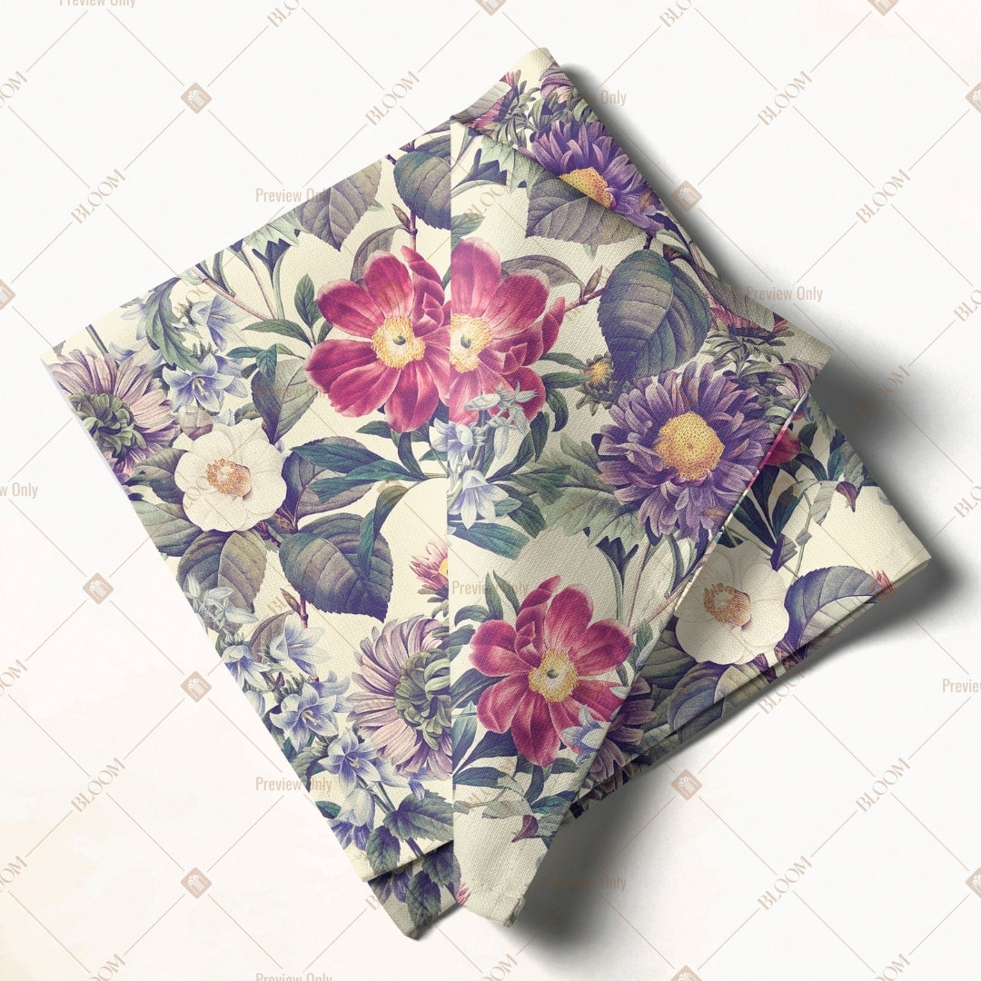 Purple Vintage Floral Napkin Pack of 20