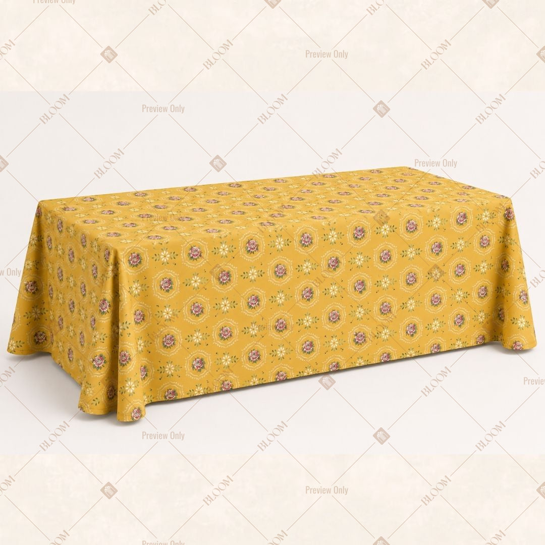 Mustard Floral Medallion Table Cover Pack Of 6