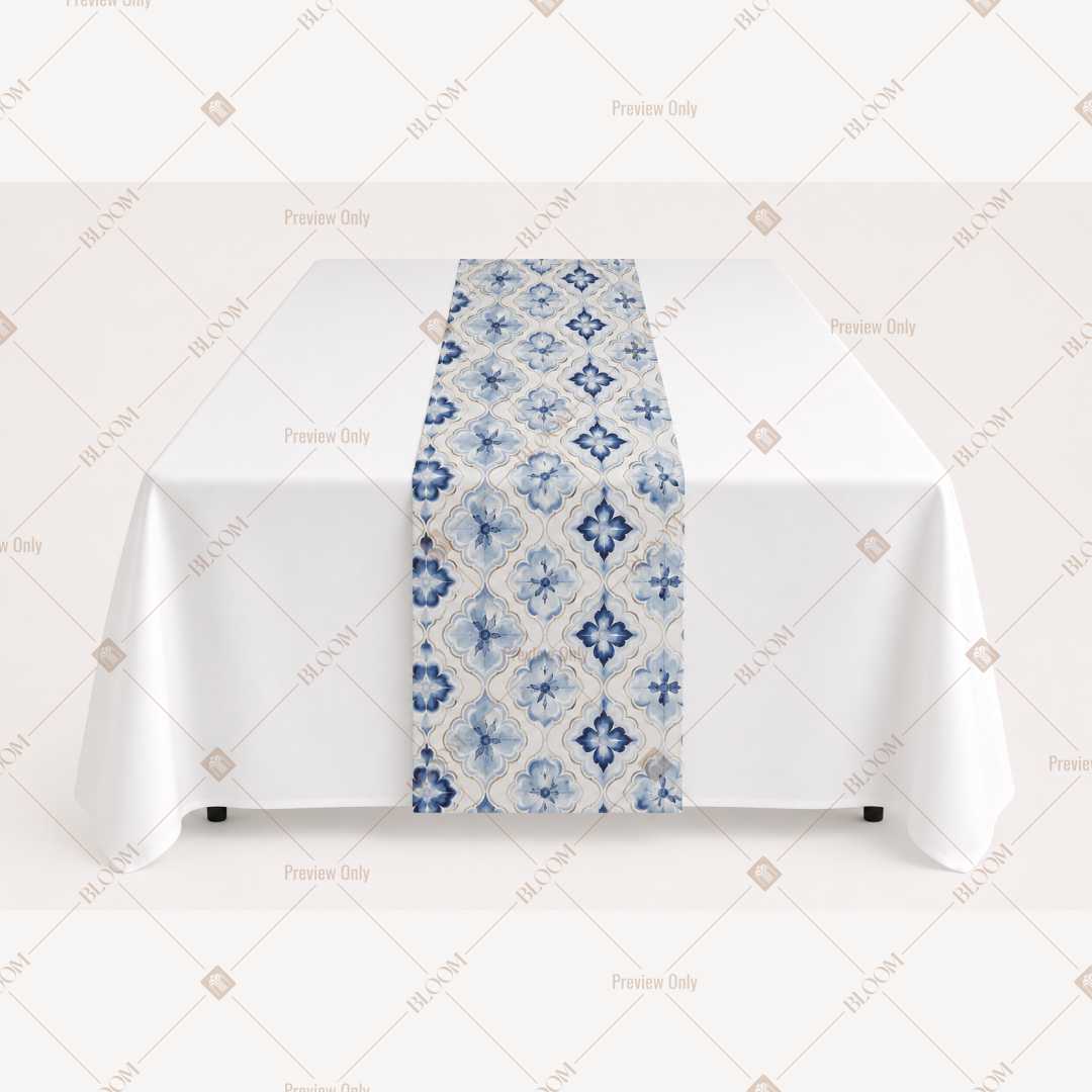 Blue Floral Trellis Table Runner Pack Of 12