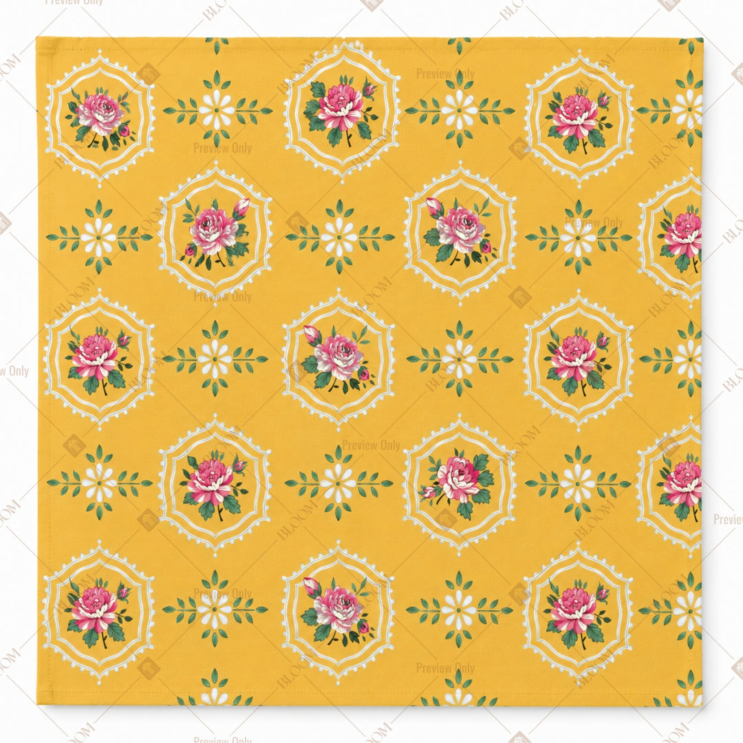 Yellow Floral Medallion Pattern Design