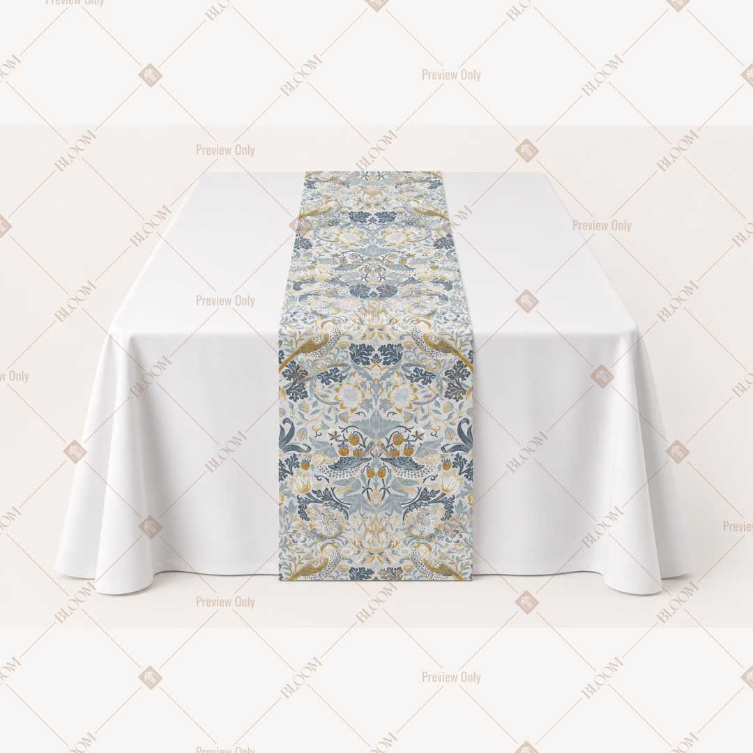 Blue Ornamental Damask Table Runner Pack Of 12