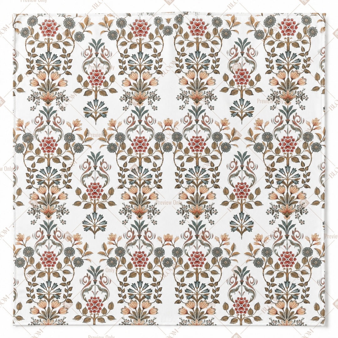 Black White Floral Block Pattern Design