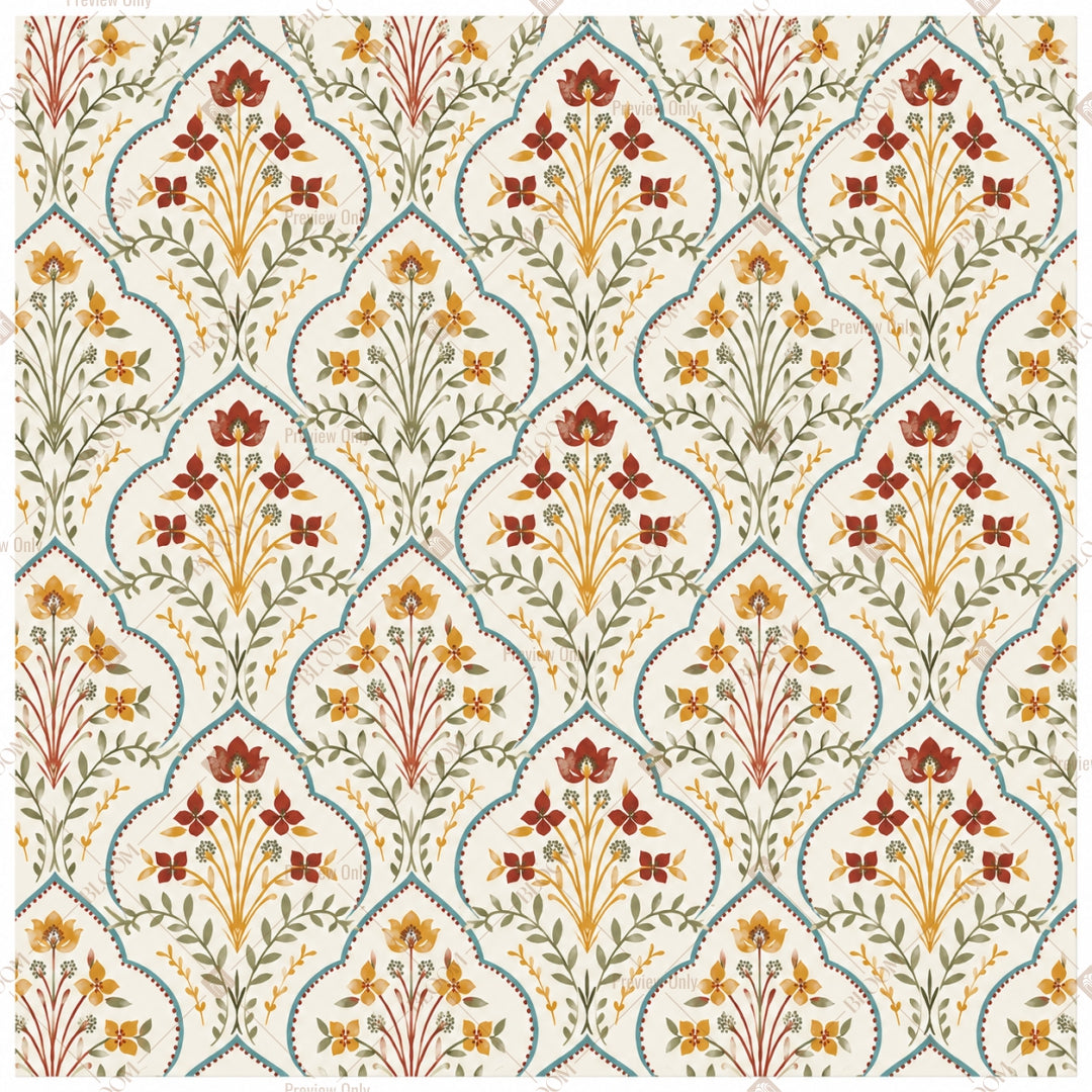 Pastel Mughal Arch Pattern Design