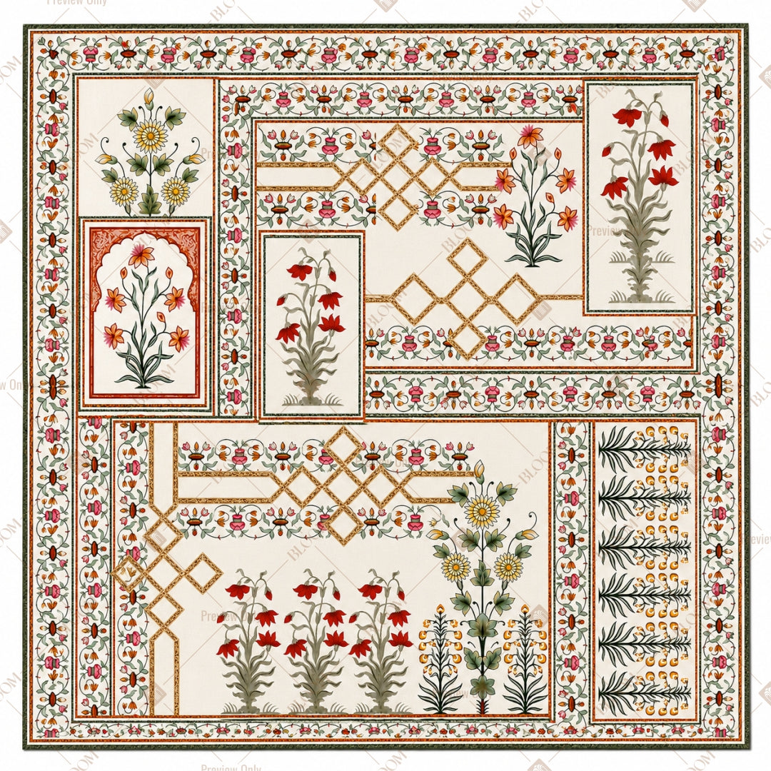 Mughal Architecture Collage Pattern Design