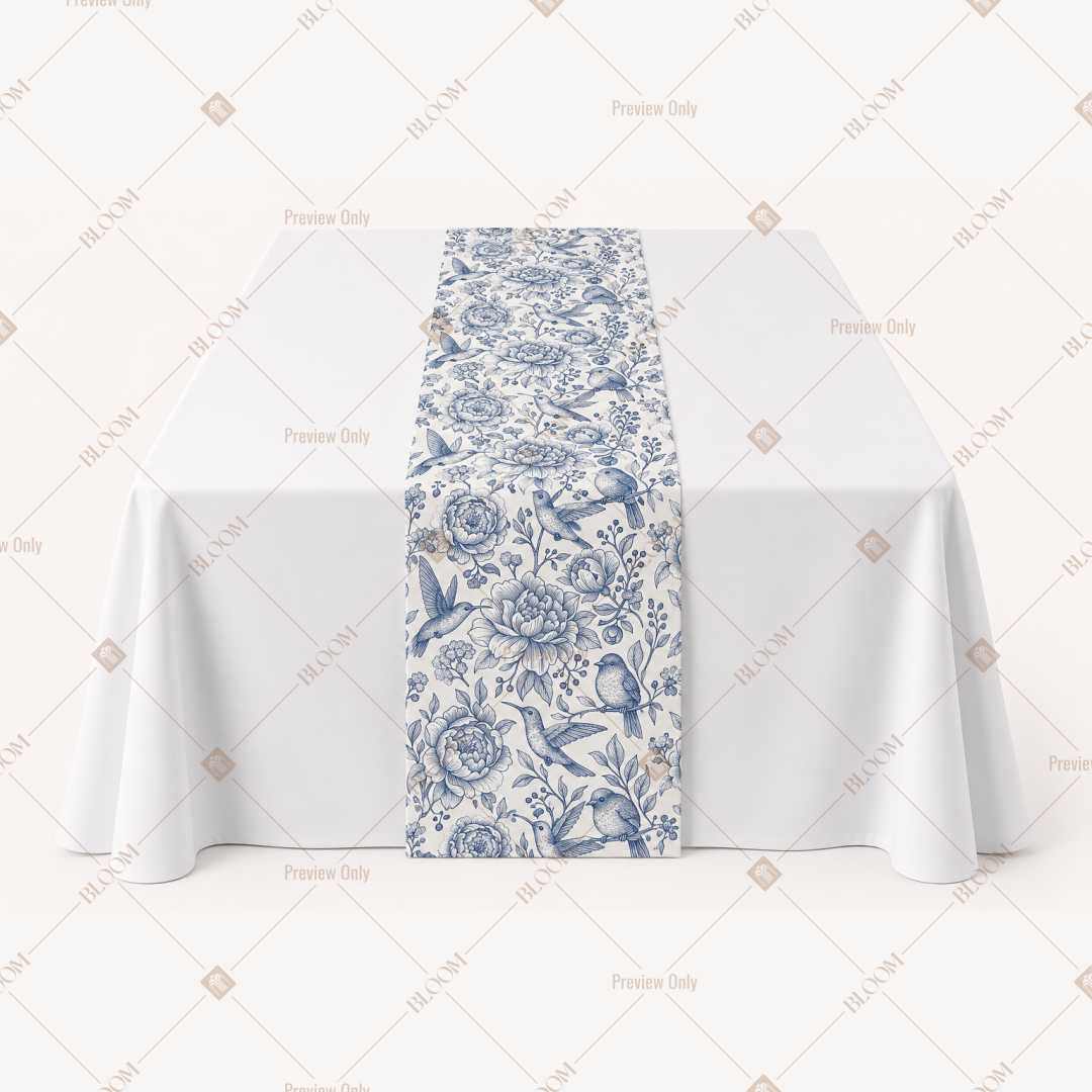 Blue Floral Trellis Table Runner Pack Of 12