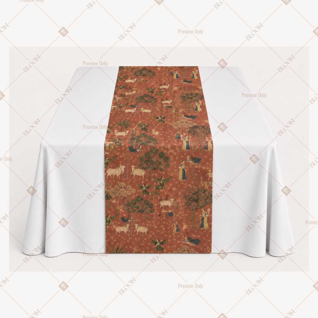 Terracotta Folk Floral Table Runner Pack Of 12