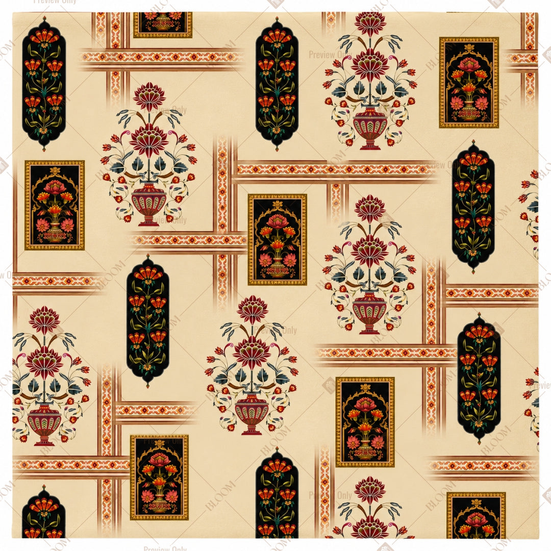 Mughal Window Collage Pattern Design