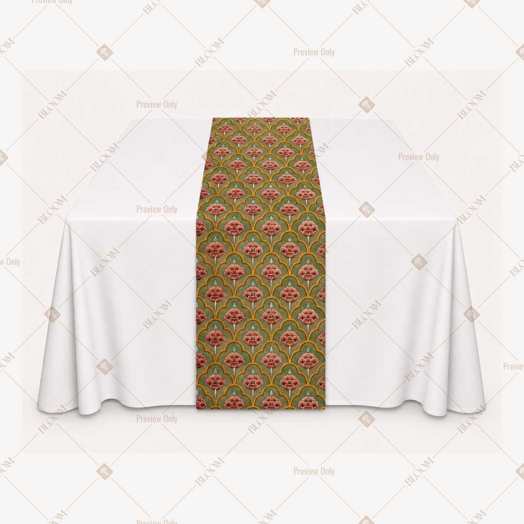 Olive Floral Trellis Table Runner Pack Of 12