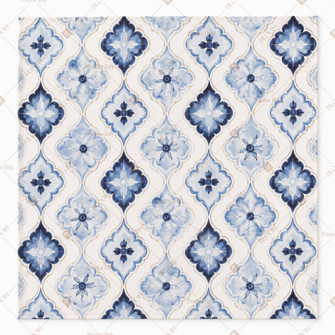 Blue Damask Motif Pattern Design