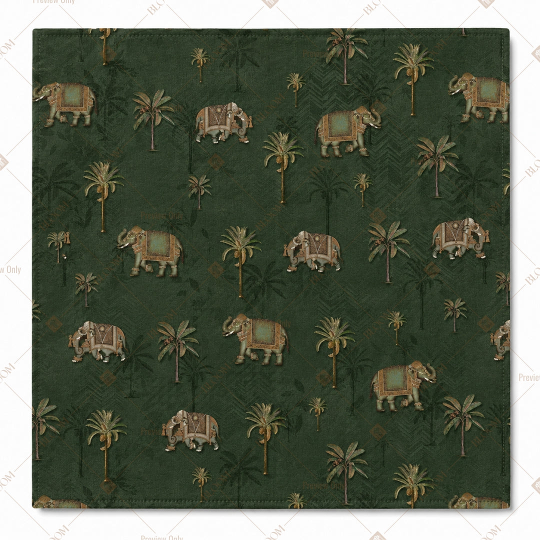 Dark Green Elephant Pattern Design