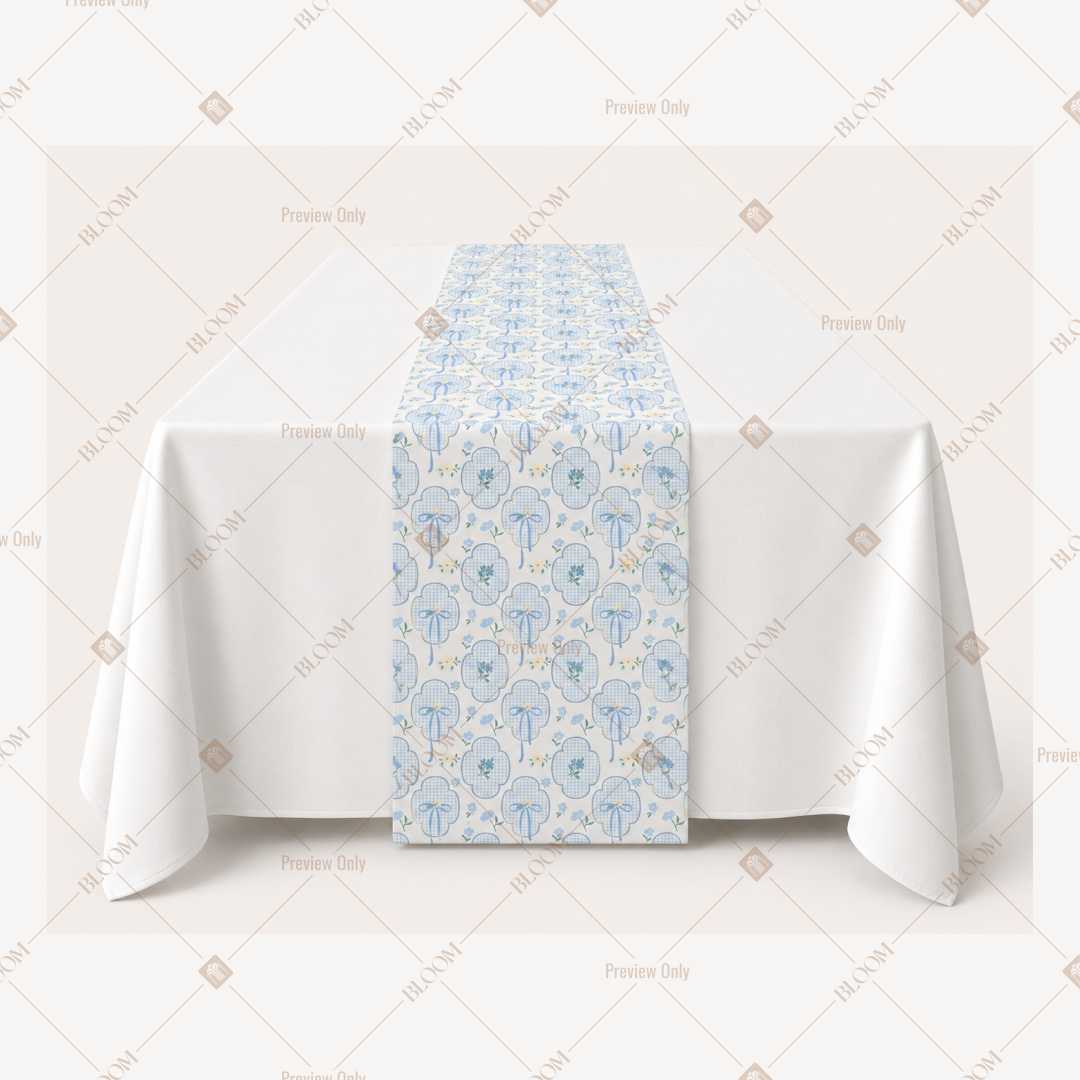 Baby Blue Floral Dot Table Runner Pack Of 12