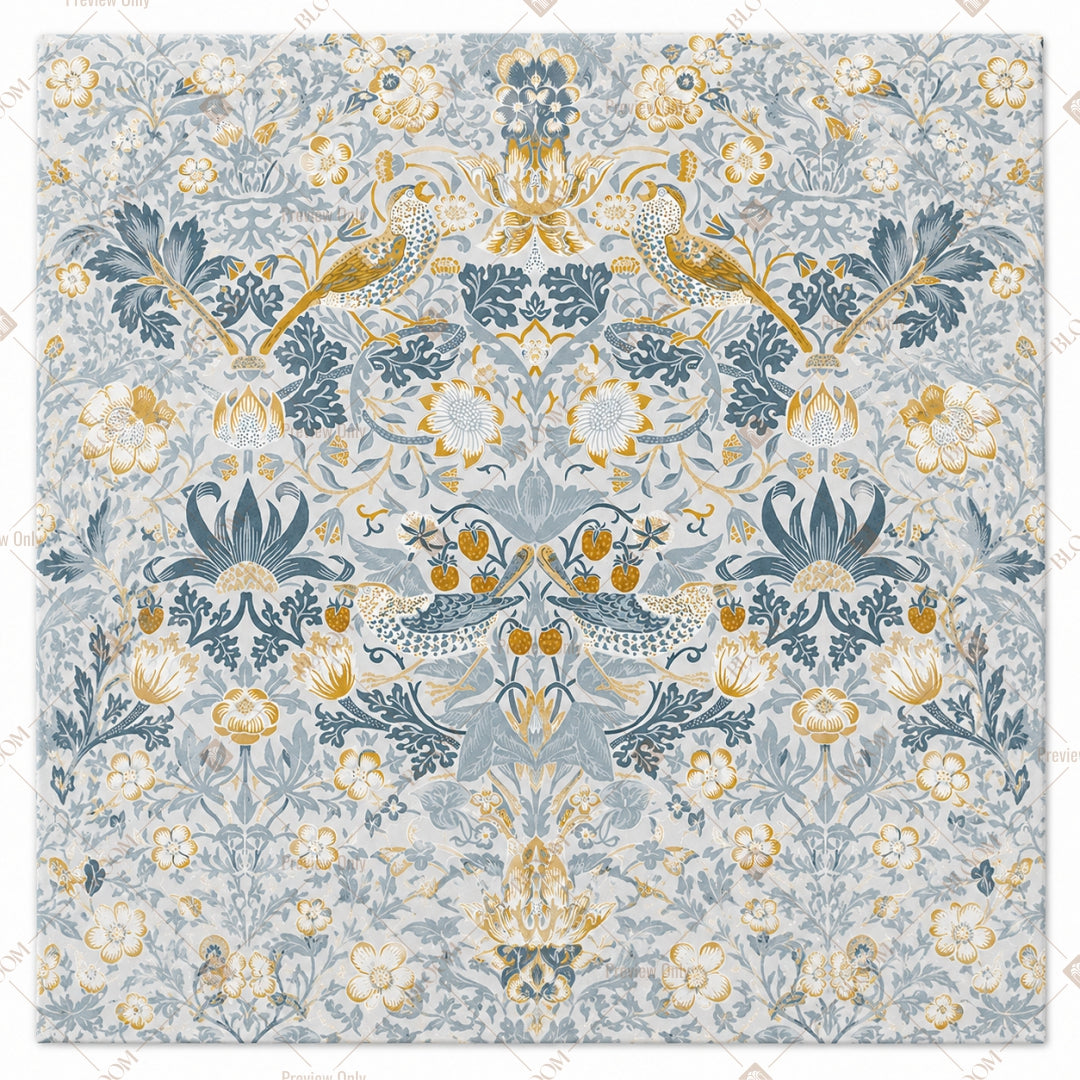 Vintage Blue Floral Damask Pattern Design