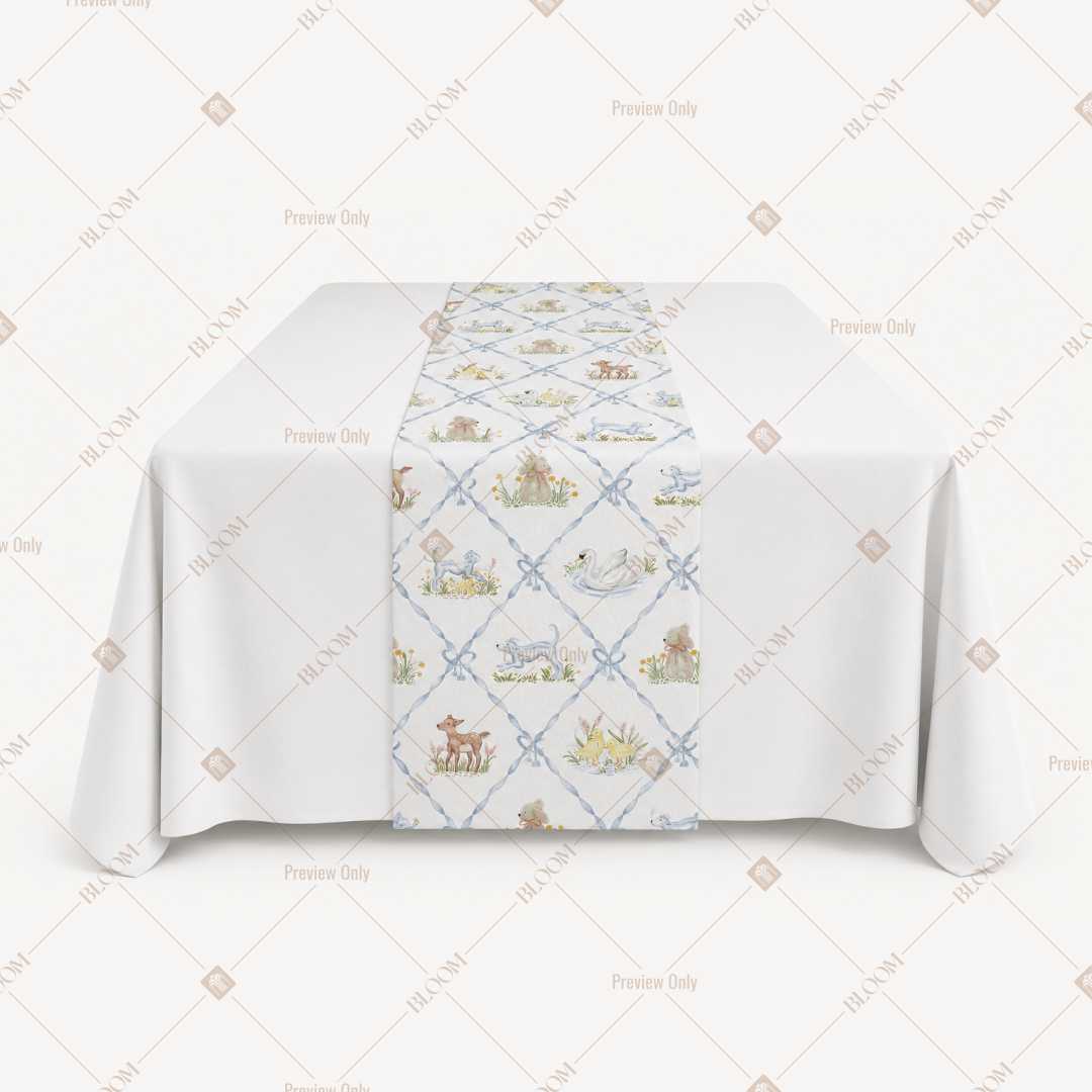 Blue Geometric Trellis Table Runner Pack Of 12